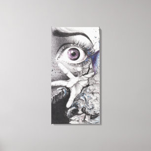 Eye fish and hand Dream Surreal drawing art Canvas Print