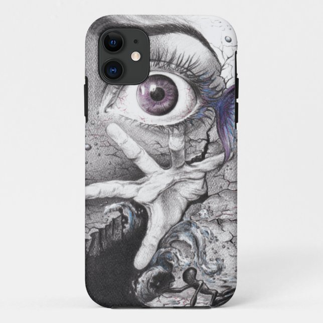 Eye fish and hand Surreal pencil drawing art Case-Mate iPhone Case (Back)