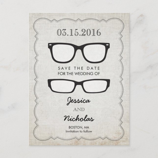 Eye Glasses Save the Date Postcard (Front)