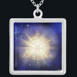 *~* Eye Golden Totem - Sacred Geometry Light Rays Silver Plated Necklace<br><div class="desc">Square JEWELRY WITH INTENTION (R) - Energetically Enhanced Jewellery. Sacred Geometry Triangle Mandala & 3rd Eye plus beams of light and energy. As a professional distance spiritual energy healer since 2001, I have learned, developed and utilised the power of energy healing intention. All my JEWELRY WITH INTENTION (R) carries the...</div>