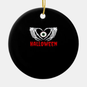 Eye Halloween - Skeleton Hands Heart Ceramic Tree Decoration