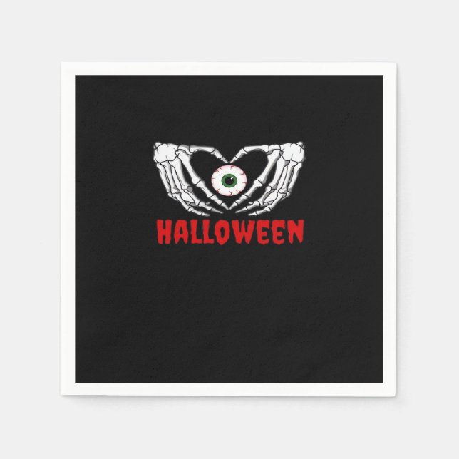 Eye Halloween - Skeleton Hands Heart Napkin (Front)