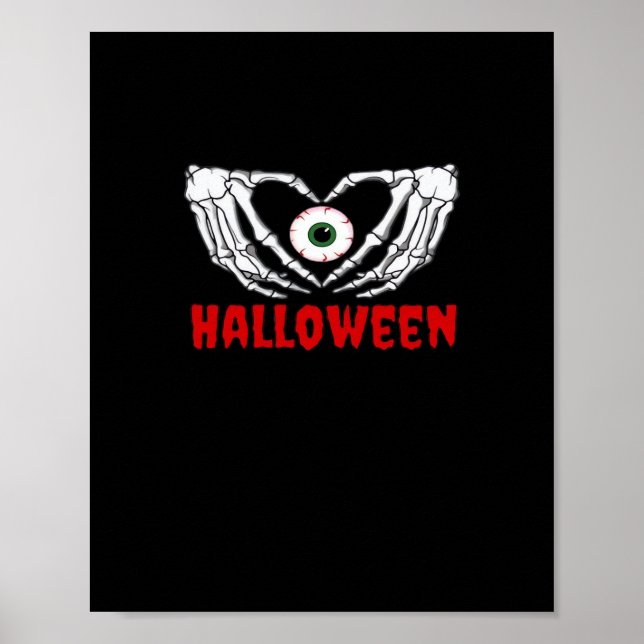 Eye Halloween - Skeleton Hands Heart Poster (Front)