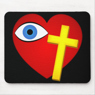 Eye Heart Cross Mouse Mat