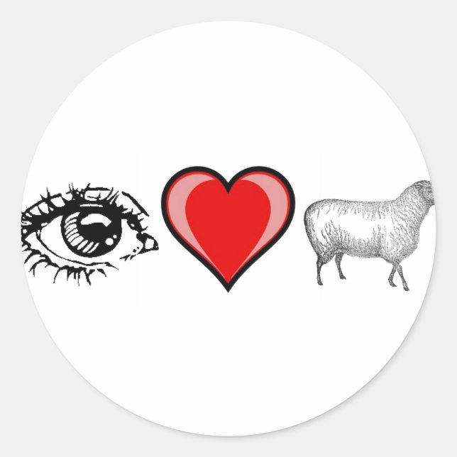 Eye Heart Ewe Classic Round Sticker (Front)