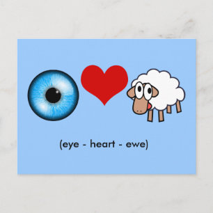 Eye-Heart-Ewe (I Love You!) Postcard