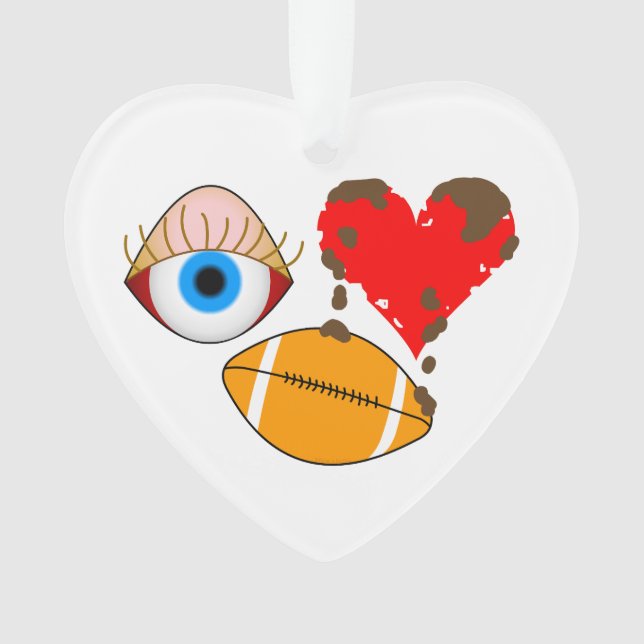 Eye Heart Football Ornament (Front)