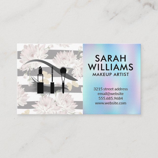 Eye Lash | Floral pattern Butterflies | Makeup Kit Business Card (Front)