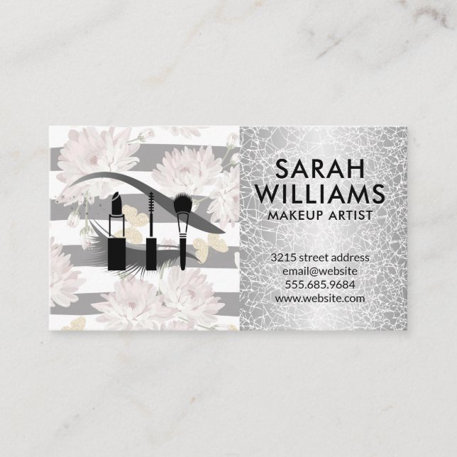 Eye Lash | Floral pattern Butterflies | Texture Business Card (Front)