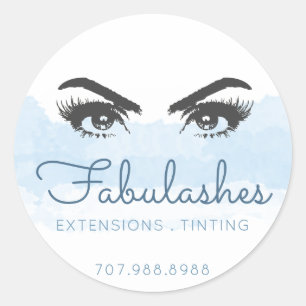 Eye lash Service Makeup Artist Promo Abstract Blue Classic Round Sticker