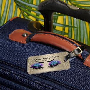 Eye Lashes and Brows - Blue and Gold Luggage Tag