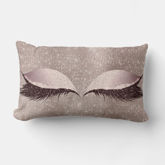Eye Lashes Glitter Sleep Glam MakeUp Blush Sequin Lumbar Cushion (Front)