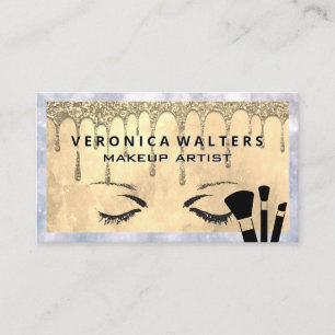 Eye Lashes   Gold Glitter Drip   Make Up Brushes Loyalty Card
