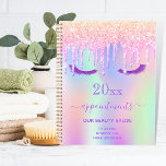Eye lashes pink drips iridescent salon 2025 planner<br><div class="desc">A trendy iridescent coloured background with unicorn and rainbow pastel colours in pink,  purple,  mint green. Decorated with drips in pink,  purple and purple eye lashes. An appointment planner for makeup artists,  hair designers,  hair and beauty salons. Purple coloured letters.</div>