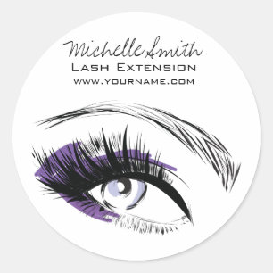 Eye long eyelashes Lash extension icon Classic Round Sticker