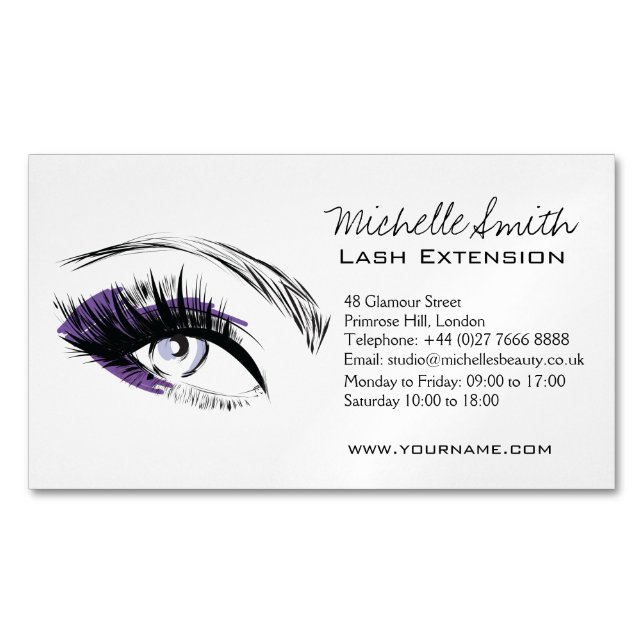 Eye long eyelashes Lash extension icon Magnetic Business Card (Front)