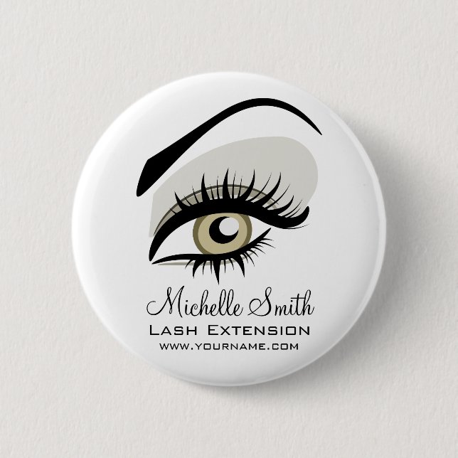 Eye long lashes Lash Extension company branding 6 Cm Round Badge (Front)