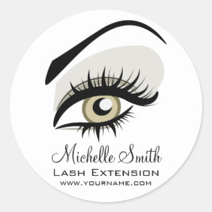 Eye long lashes Lash Extension company branding Classic Round Sticker