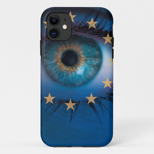 Eye looks through Europe flag background concept Case-Mate iPhone Case (Back)