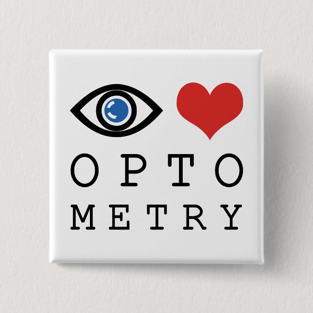 Eye Love Heart Optometry - Optometrist Eye Chart 15 Cm Square Badge (Front)