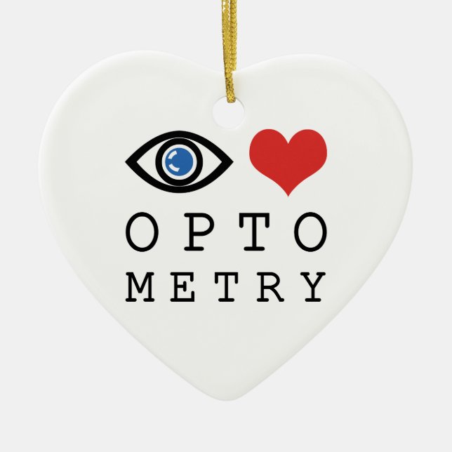 Eye Love Heart Optometry - Optometrist Eye Chart Ceramic Tree Decoration (Front)