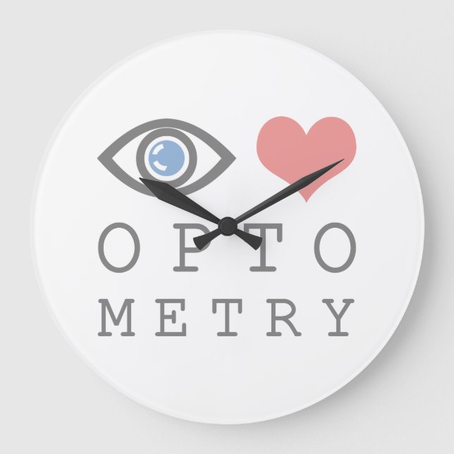 Eye Love Heart Optometry - Optometrist Eye Chart Large Clock (Front)