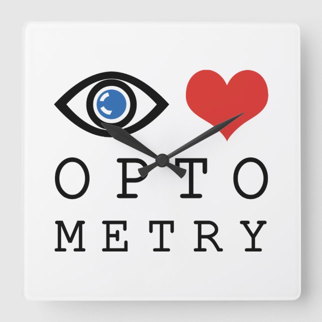 Eye Love Heart Optometry - Optometrist Eye Chart Square Wall Clock (Front)