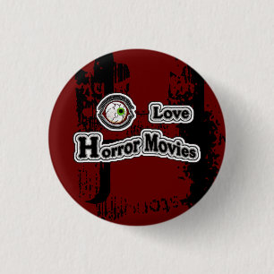 Eye Love Horror Movies! Red-Black 3 Cm Round Badge
