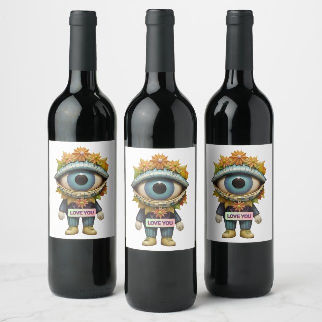 EYE LOVE YOU-Tiny Person Design Wine Label (Bottles)