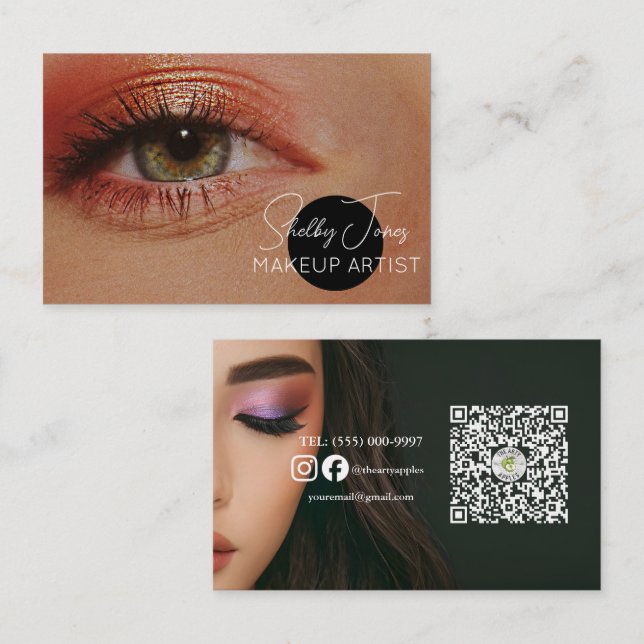 eye Makeup Artist MUA photo stunning Business Card (Front/Back)