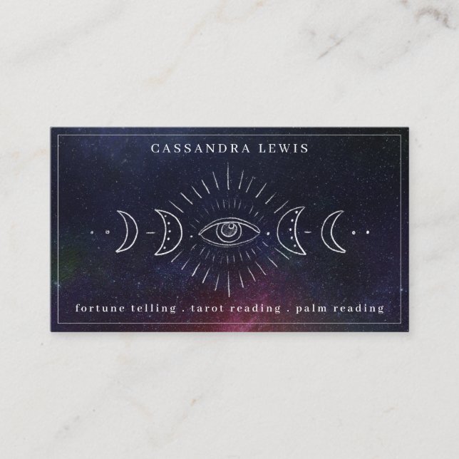 Eye Moon Phase Simple Handrawn Spiritual Healer  Business Card (Front)