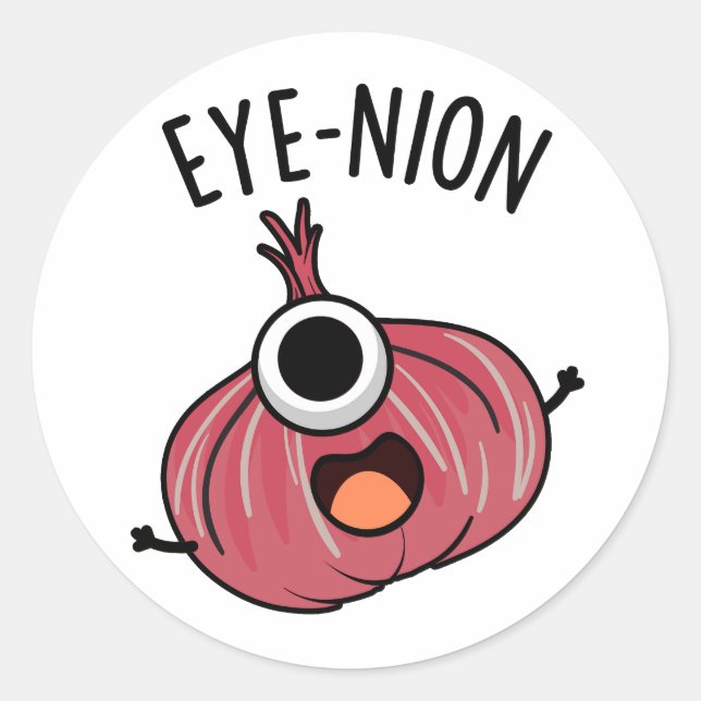 Eye-nion Funny Onion Pun  Classic Round Sticker (Front)