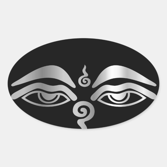 Eye of Buddha- Buddhism Symbol Oval Sticker (Front)