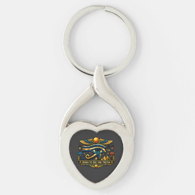 Eye of Horus Ancient Egypt Heart Keychain (Front)