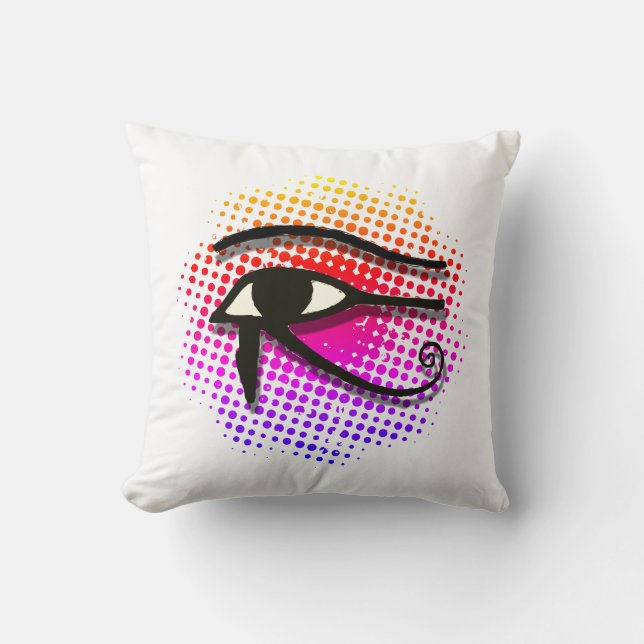 Eye Of Horus Egyptian Symbol Colourful Vortex Cushion (Front)