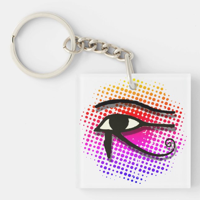 Eye Of Horus Egyptian Symbol Colourful Vortex Key Ring (Front)