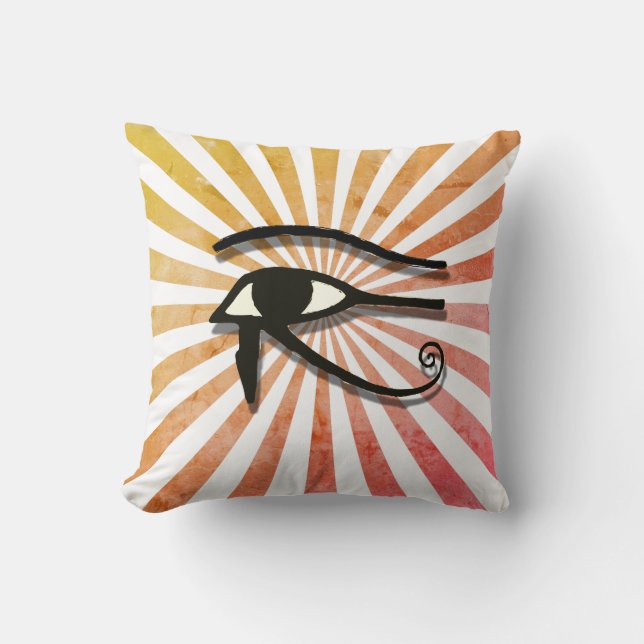 Eye Of Horus Egyptian Symbol Retro Sun Drawing Cushion (Front)