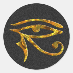 Eye Of Horus - GOLD   black splatter Classic Round Sticker
