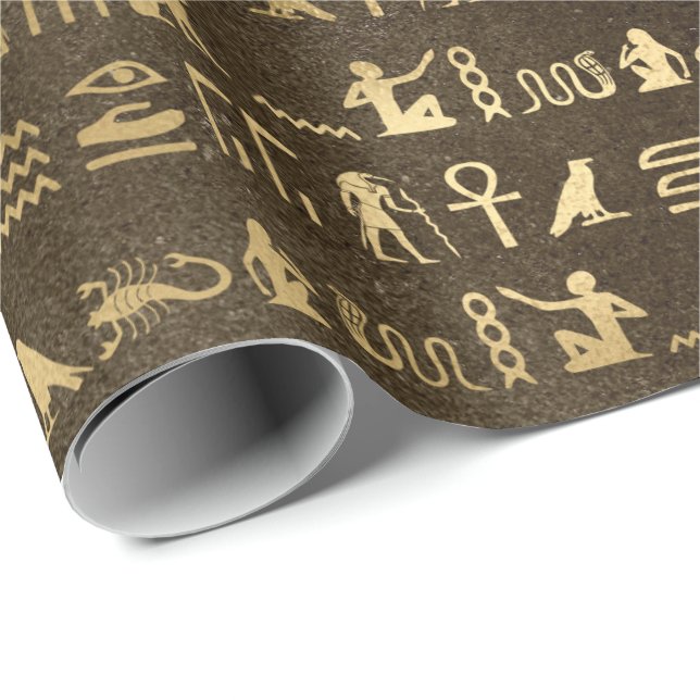 Eye of Horus Gold Egyptian Hieroglyphic Pharaohs Wrapping Paper (Roll Corner)