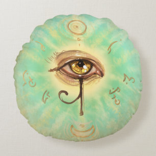 Eye of Horus - Here and now egyptian style Round Cushion