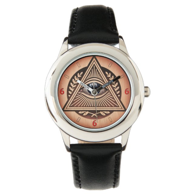 Eye of Horus Illuminati 666 Wood Style Watch (Front)