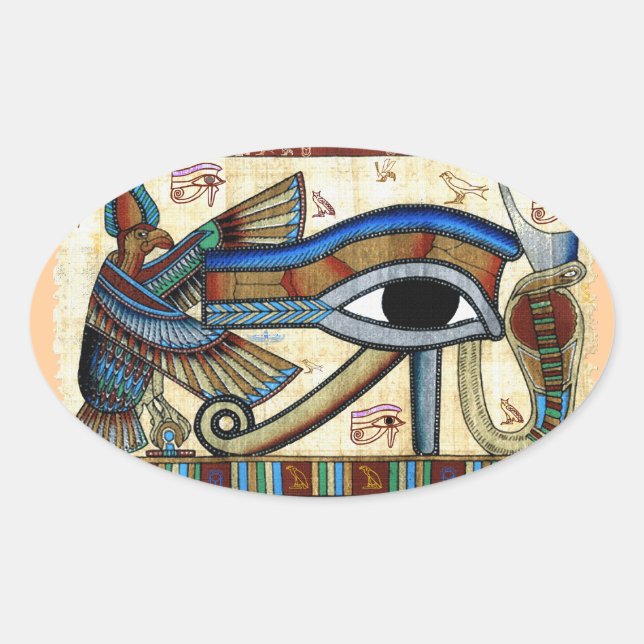 EYE OF HORUS Mystical Egyptian Art Collection Oval Sticker (Front)