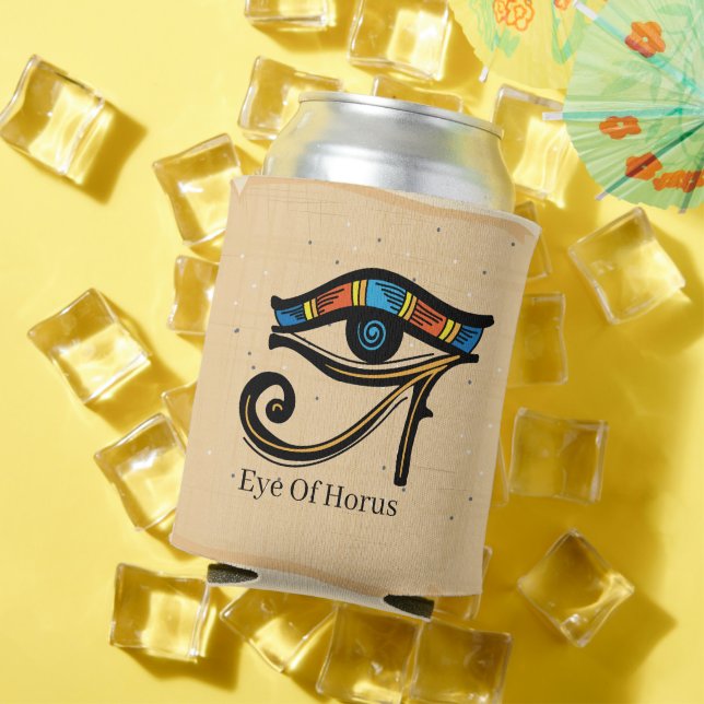 Eye Of Horus on papyrus, Egyptian hieroglyphs Can Cooler (In Situ Summer)