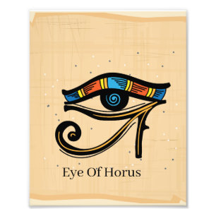 Eye Of Horus on papyrus, Egyptian hieroglyphs  Photo Print