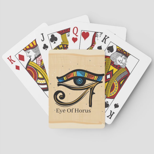 Eye Of Horus on papyrus, Egyptian hieroglyphs   Playing Cards (Back)