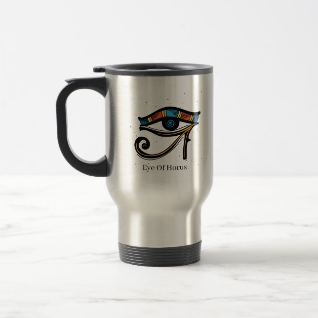 Eye Of Horus on papyrus, Egyptian hieroglyphs  Travel Mug (Left)