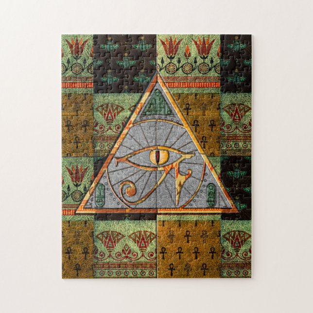 Eye of Horus Pyramid & Ancient Egyptian Pattern Jigsaw Puzzle (Vertical)