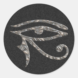 Eye Of Horus - SILVER   black splatter Classic Round Sticker
