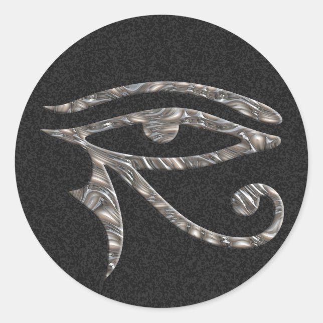 Eye Of Horus - SILVER | black splatter Classic Round Sticker (Front)
