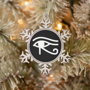 Eye of Horus  Snowflake Pewter Christmas Ornament